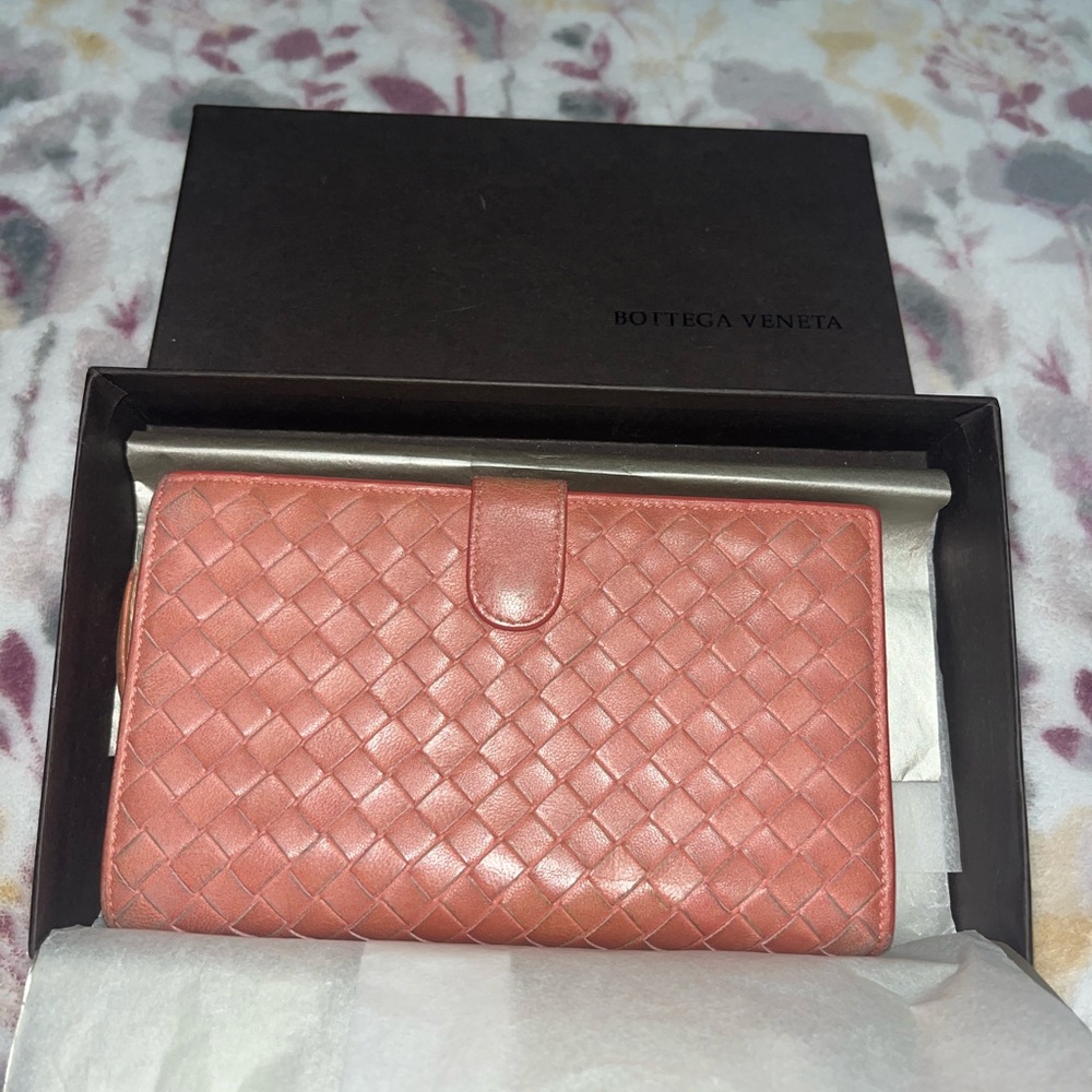Bottega Veneta Coral Intrecciato Leather Wallet